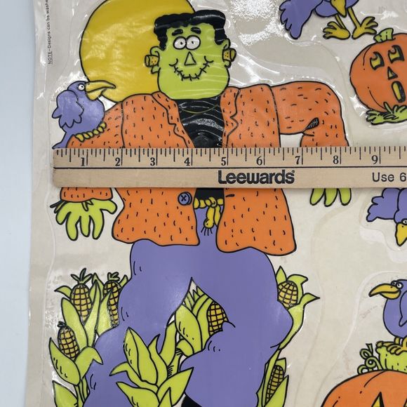 VTG Classic Clings Halloween Window Decorations Frankenstein Jack O Lantern 1989 - Picture 5 of 11